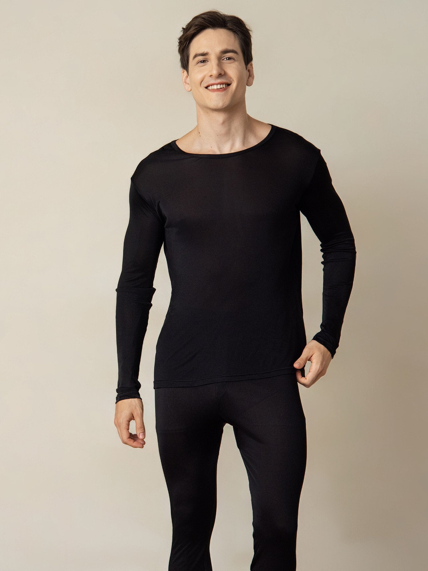 [Musta] SilkSilky-FI Mens Pajamas 004