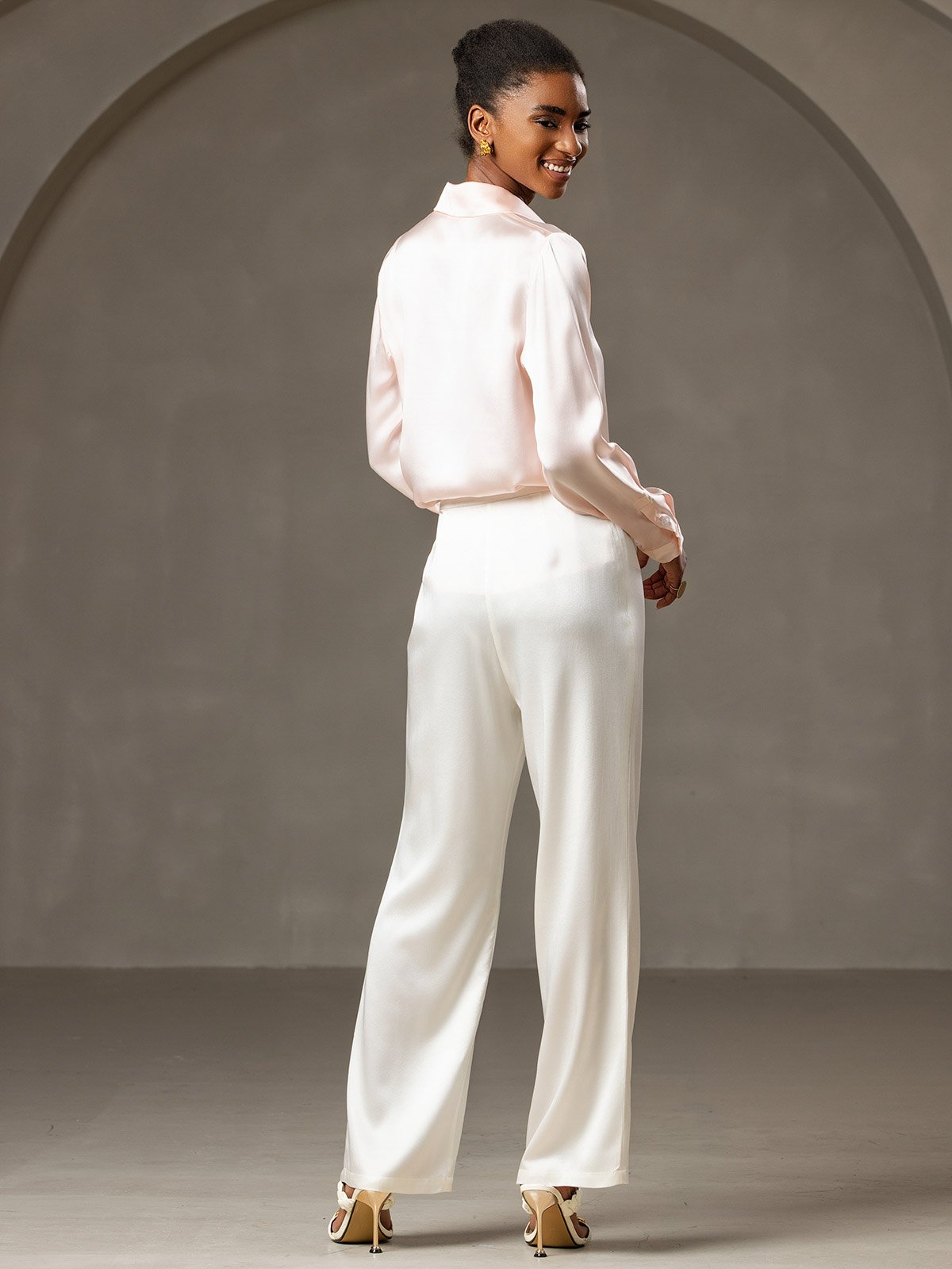 [Valkoinen] SilkSilky-FI 19Momme Womens Pants 005