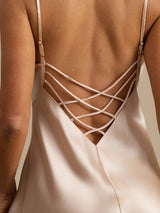 [Pinkki] SilkSilky-FI Spaghetti Strap V Neck Yöpaita 005