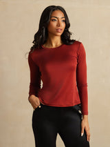 [Poltettu Tiili] SilkSilky-FI Long Sleeve Crew Neck Naisten T-paita 001