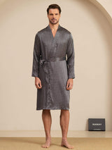 [Musta Ginkgo] SilkSilky-FI Long Sleeve V Neck Miesten Aamutakki 007