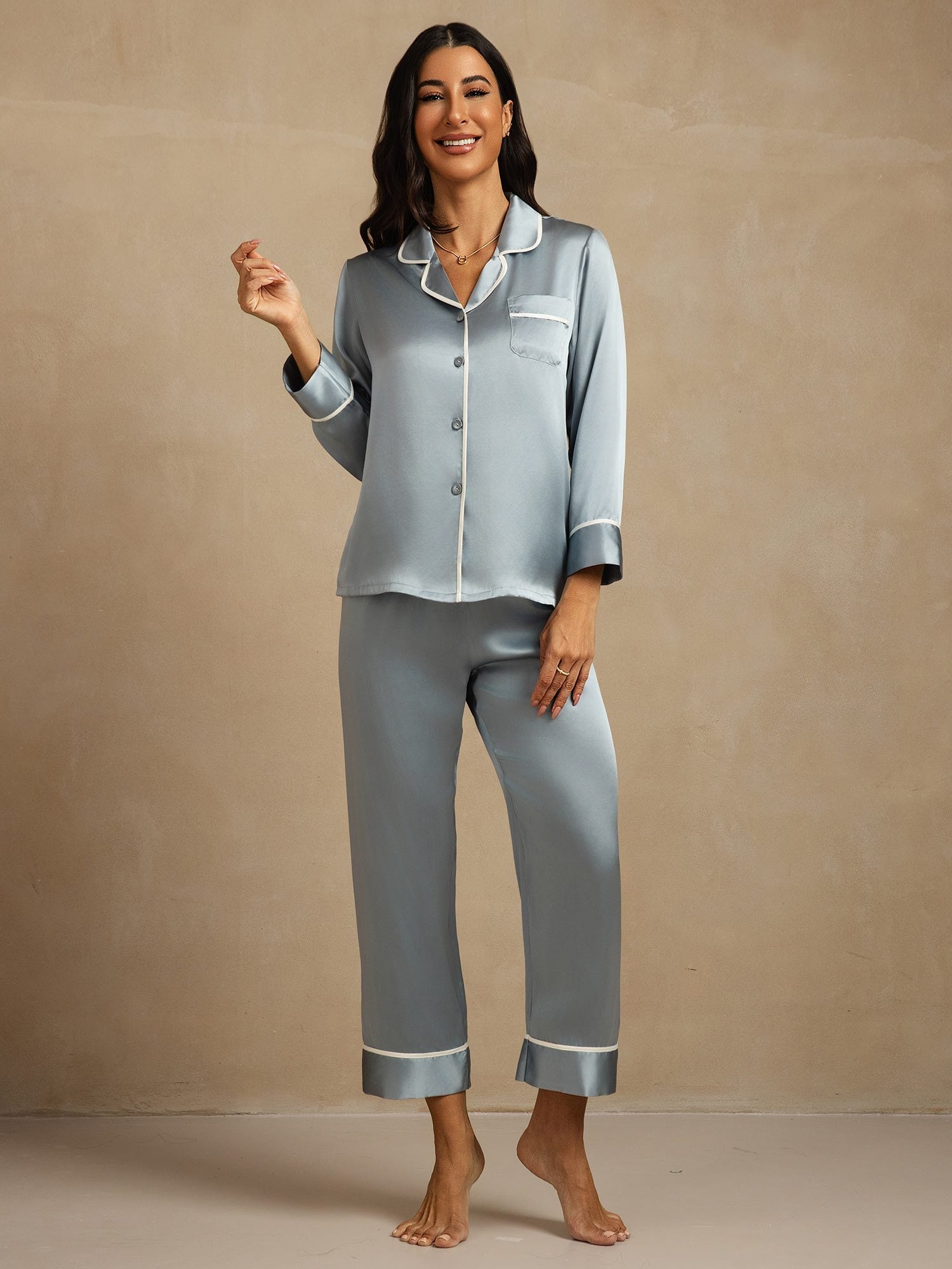 [Harmaansininen] SilkSilky-FI Womens Pajamas 007