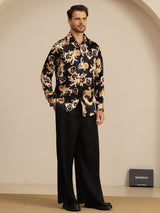 [Musta Lohikäärme] SilkSilky-FI Long Sleeve Lapel Collar Miesten Paita 008