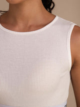 [Valkoinen] SilkSilky-FI Sleeveless Crew Neck Women's Outfit Sets 004