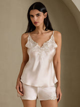 [Beige] SilkSilky-FI Spaghetti Strap V Neck Camisole Setti 003