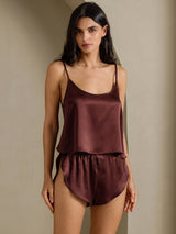 [Ruskea] SilkSilky-FI Spaghetti Strap Camisole Setti 007