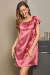 [Vaalean Mauve] SilkSilky-FI Cap Sleeve Square Neck Yöpaita 005