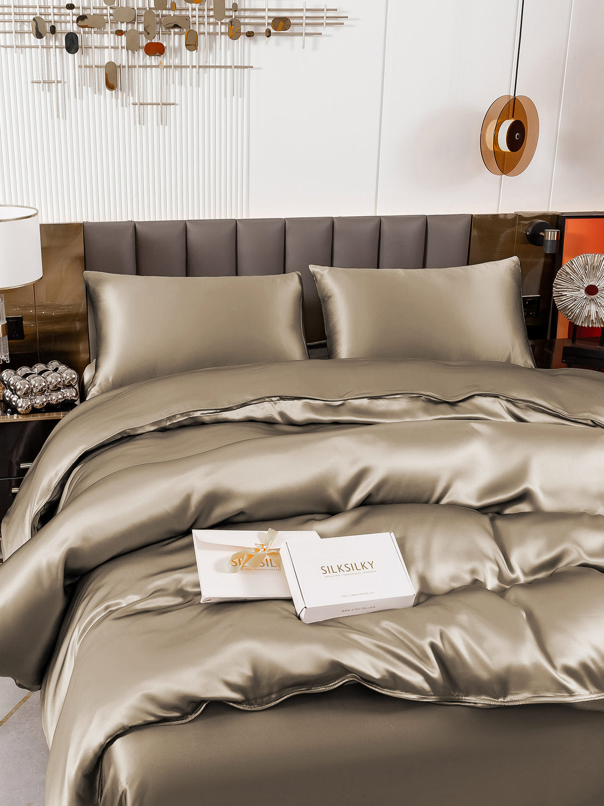 [Khaki] SilkSilky-FI 19Momme Bedding Set 005