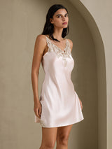 [Pinkki] SilkSilky-FI Spaghetti Strap V Neck Yöpaita 005