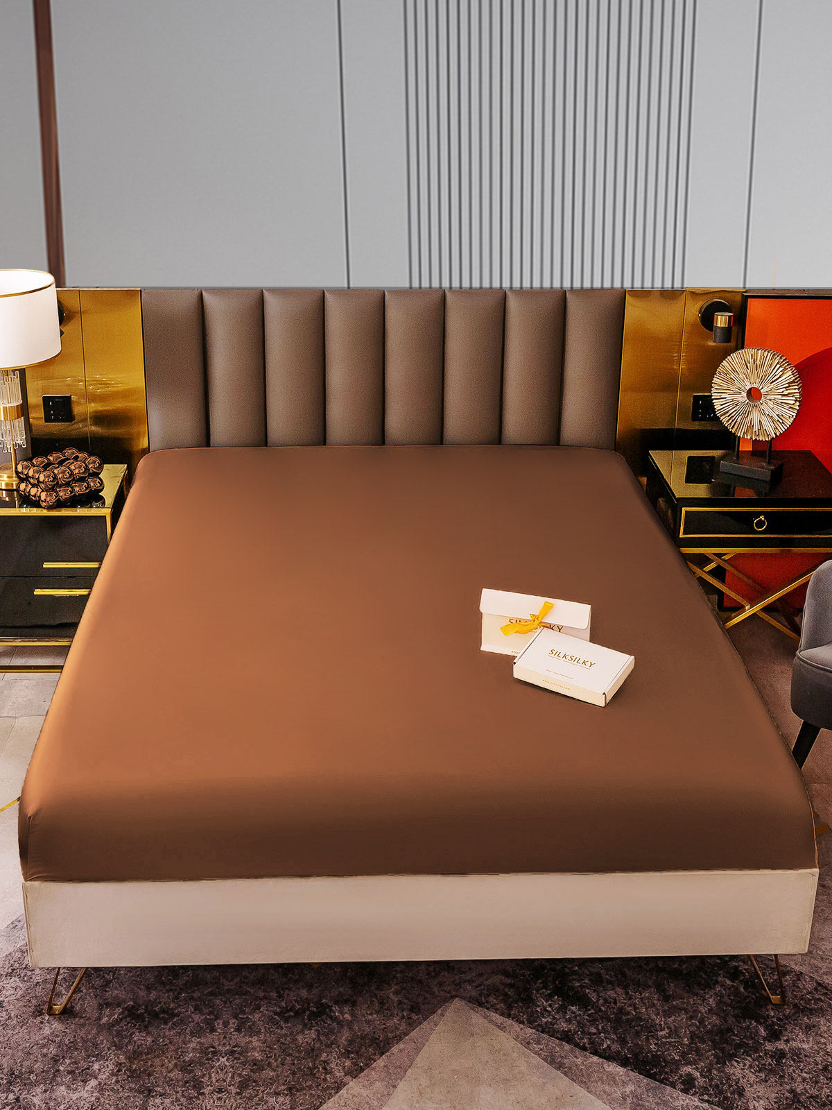 [Kahvi] SilkSilky-FI 22Momme Pure Silk Sheet 001