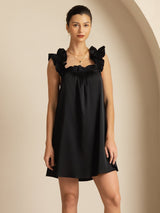 [Musta] SilkSilky-FI Sleeveless Square Neck Yöpaita 006