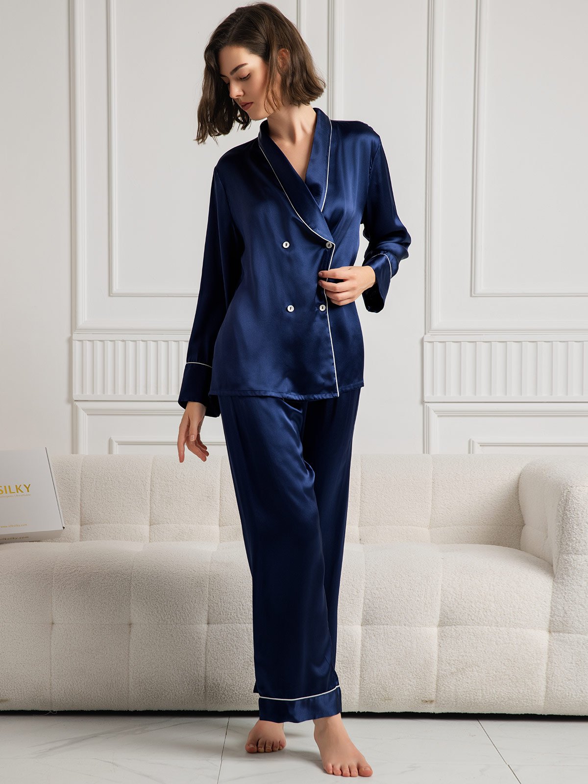 SilkSilky-FI Womens Pajamas Tummansininen 004