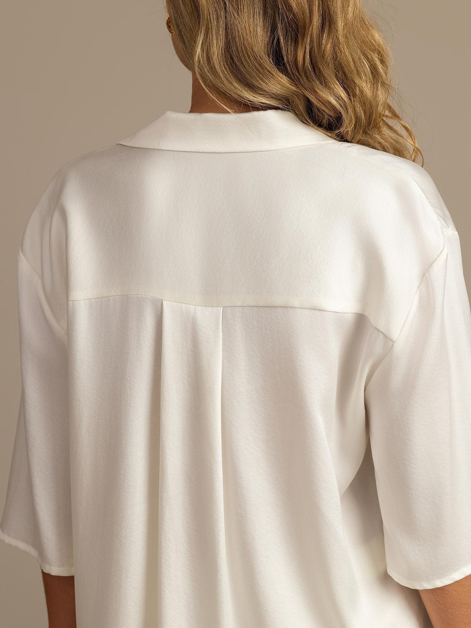 [Valkoinen] SilkSilky-FI 19Momme Womens Pajamas 004