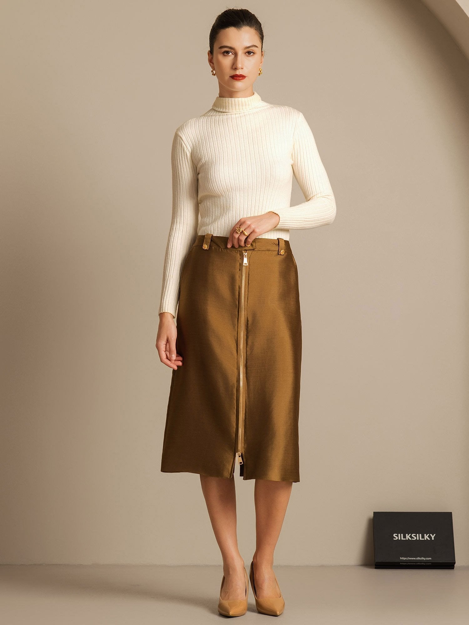 [Pronssi] SilkSilky-FI 32Momme Silk-Wool Blend Skirt 008,