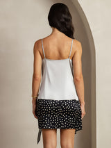 [Hopea] SilkSilky-FI 19Momme Spagettihihna Vesiputouspääntie Camisole Top 002