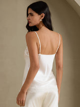 [Valkoinen] SilkSilky-FI Spaghetti Strap V Neck Camisole Top 002