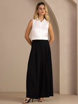 [Valkoinen] SilkSilky-FI Sleeveless Lapel Collar Naisten paita 007