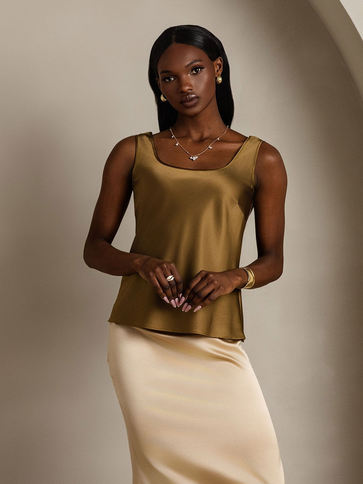 [Ruskea] SilkSilky-FI 19Momme Camisoles 006