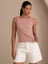 [Pinkki] SilkSilky-FI Sleeveless Round Neck Camisole Top 001