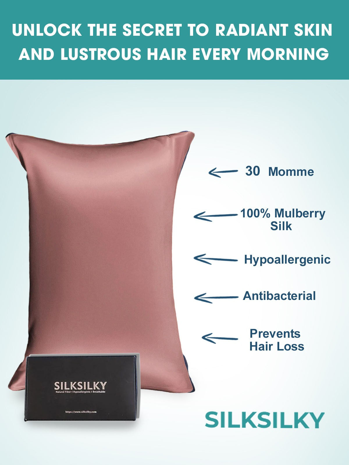 SilkSilky-FI 30Momme Pillowcase VaaleanMauve 003