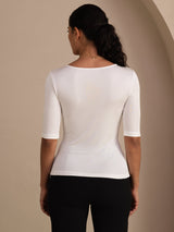 [Valkoinen] SilkSilky-FI Half Sleeve Naisten T-paita 002