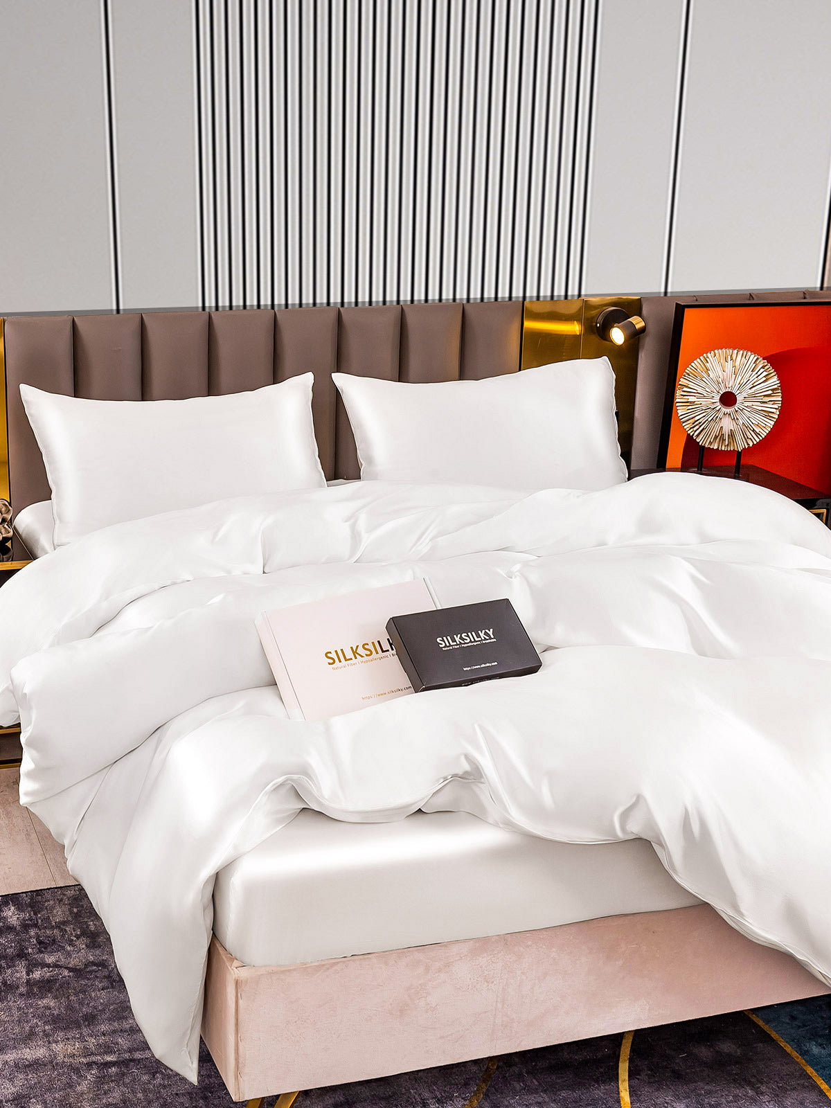 [Valkoinen] SilkSilky-FI 22Momme Bedding Set 005