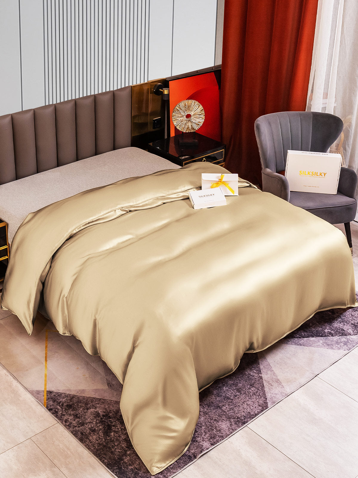 [Beige] SilkSilky-FI 22Momme Duvet Cover 004