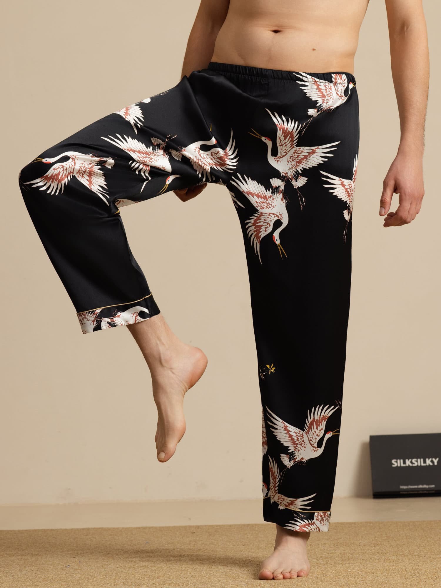 [Musta] SilkSilky-FI 19Momme Mens Sleep Bottoms 001