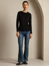 [Musta] SilkSilky-FI Long Sleeve Crew Neck Naisten T-paita 008