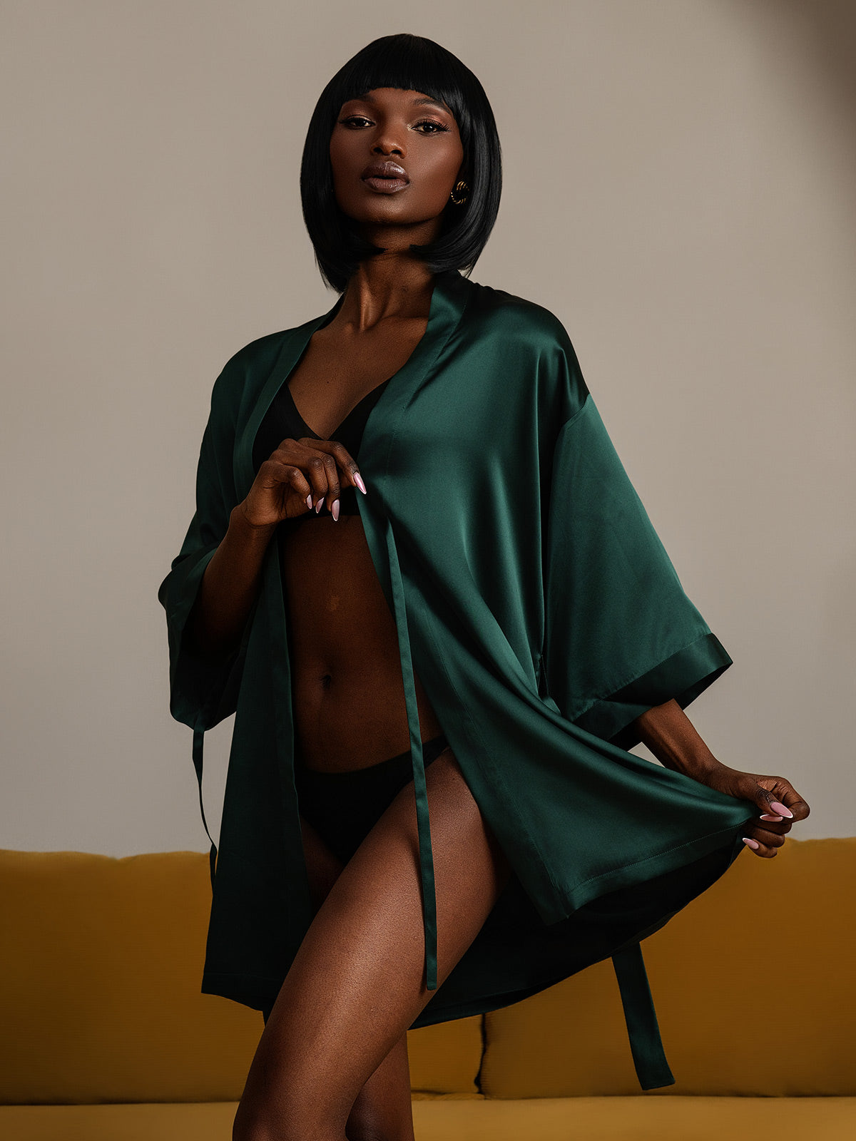 [Tummanvihreä] SilkSilky-FI Womens Robe 001