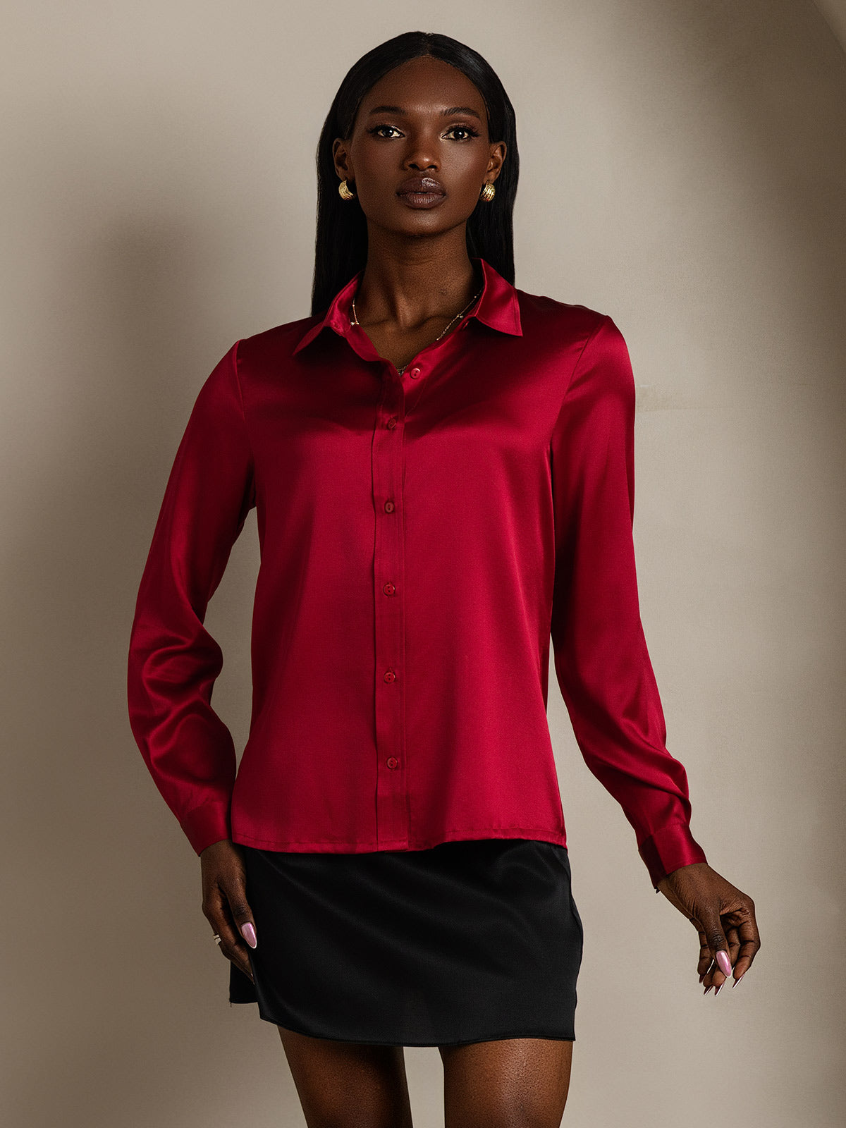 SilkSilky-FI 19Momme Womens Shirt Viini 009