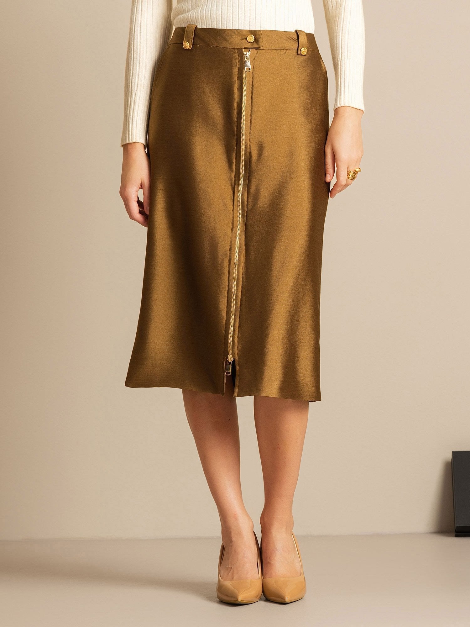 [Pronssi] SilkSilky-FI 32Momme Silk-Wool Blend Skirt 007,