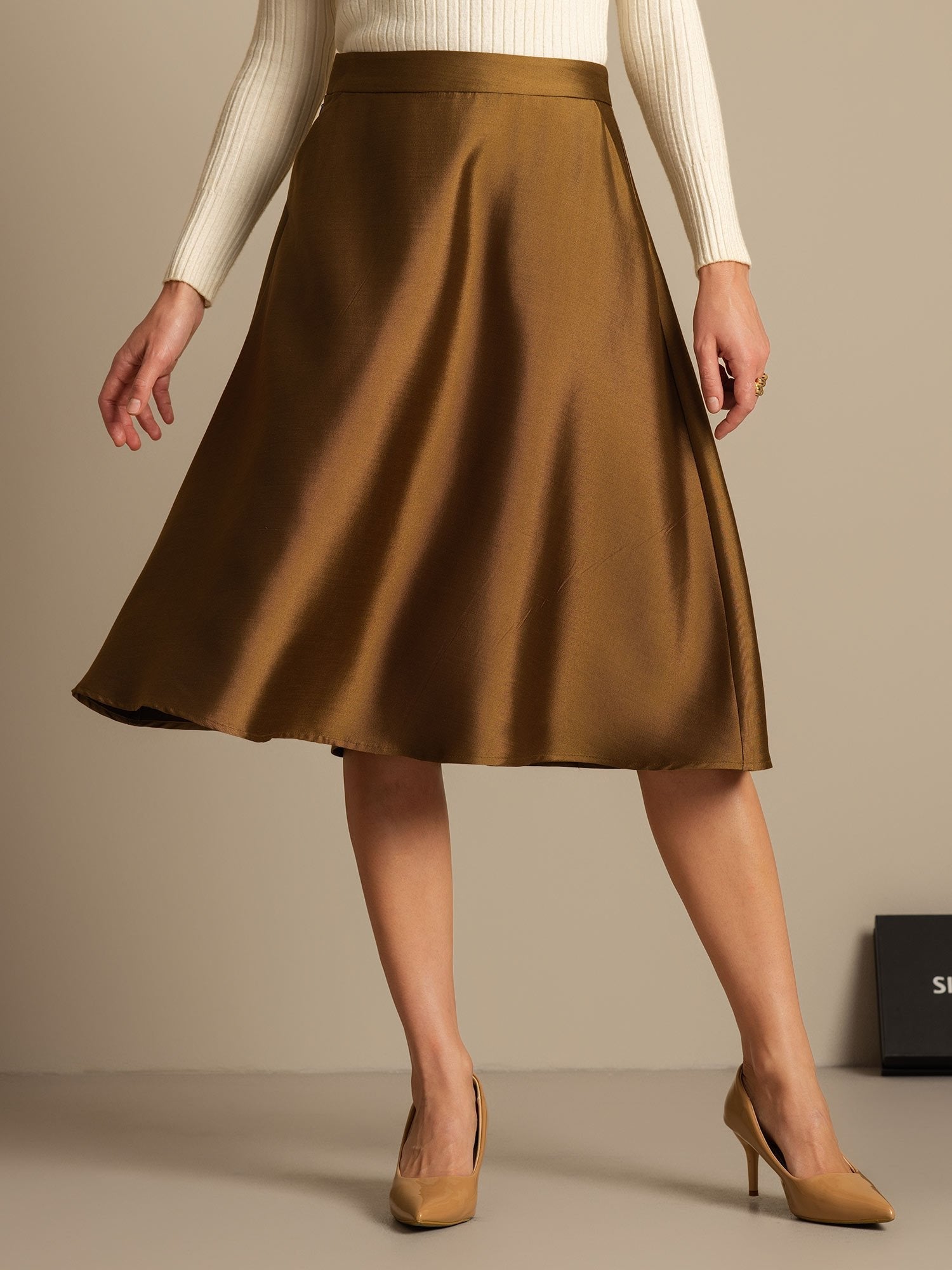 [Pronssi] SilkSilky-FI 32Momme Silk-Wool Blend Skirt 003,