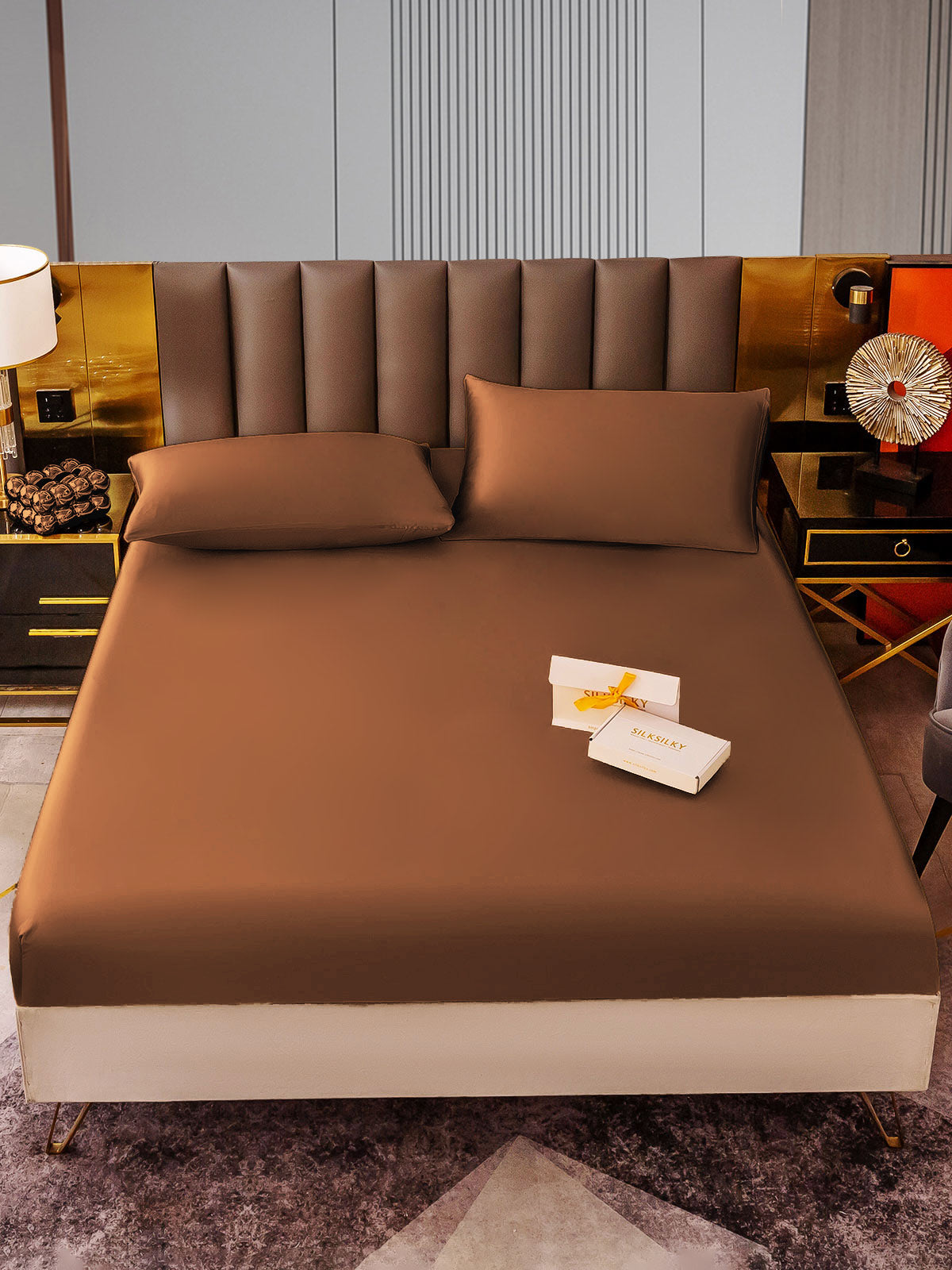 [Kahvi] SilkSilky-FI 22Momme Bedding Set 001