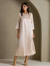[Beige] SilkSilky-FI 3/4 Sleeve Round Neck Mekko 006