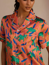 [Savinorsu] SilkSilky-FI Short Sleeve Lapel Collar Naisten Pyjamat 005