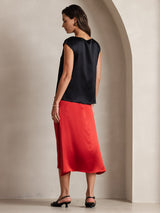 [Musta] SilkSilky-FI Cap Sleeve Round Neck Naisten T-paita 002