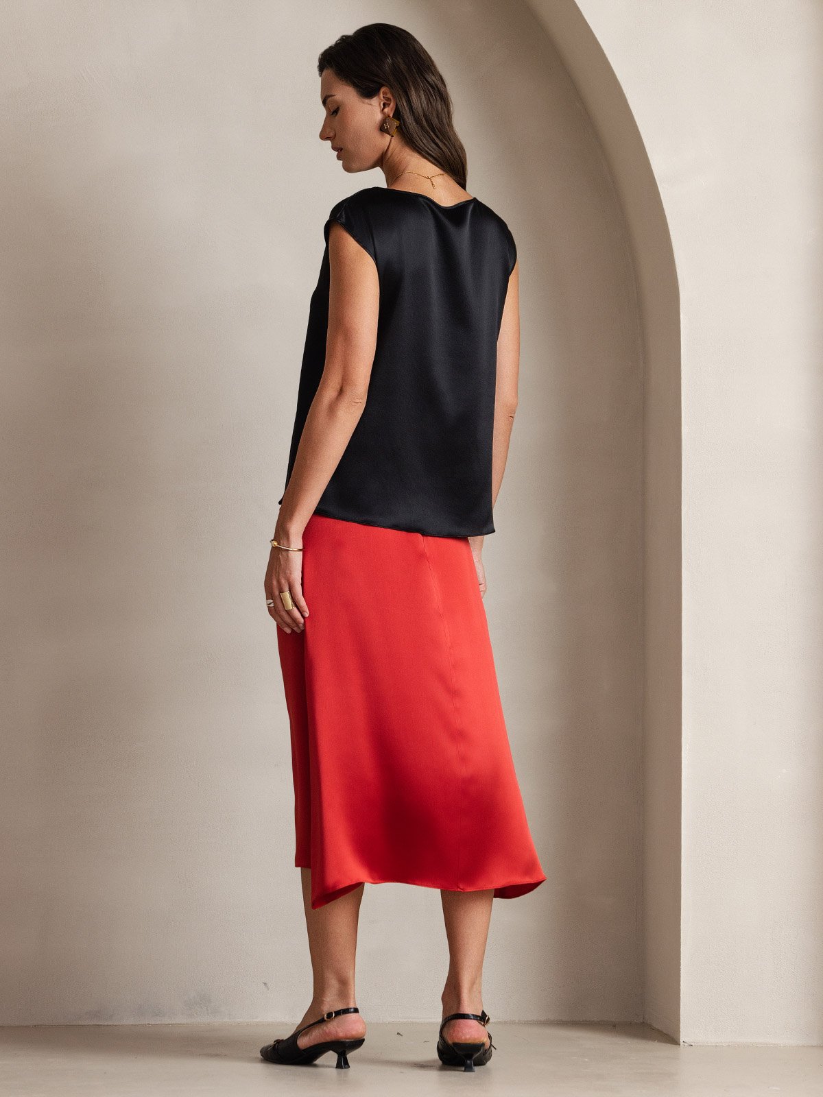 [Musta] SilkSilky-FI 19Momme Womens T-Shirt 002