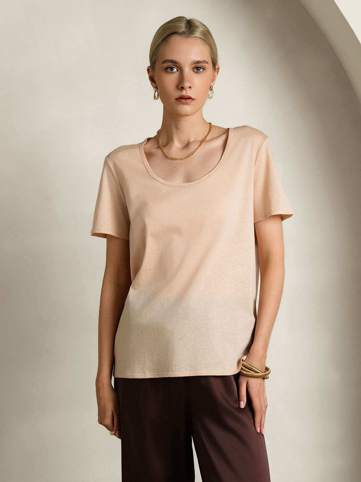 SilkSilky-FI Womens T-Shirt Beige 001