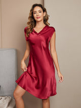 [Viini] SilkSilky-FI Cap Sleeve V Neck Yöpaita 003