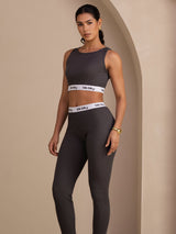 [Harmaa] SilkSilky-FI Sleeveless Crew Neck Women's Outfit Sets 004