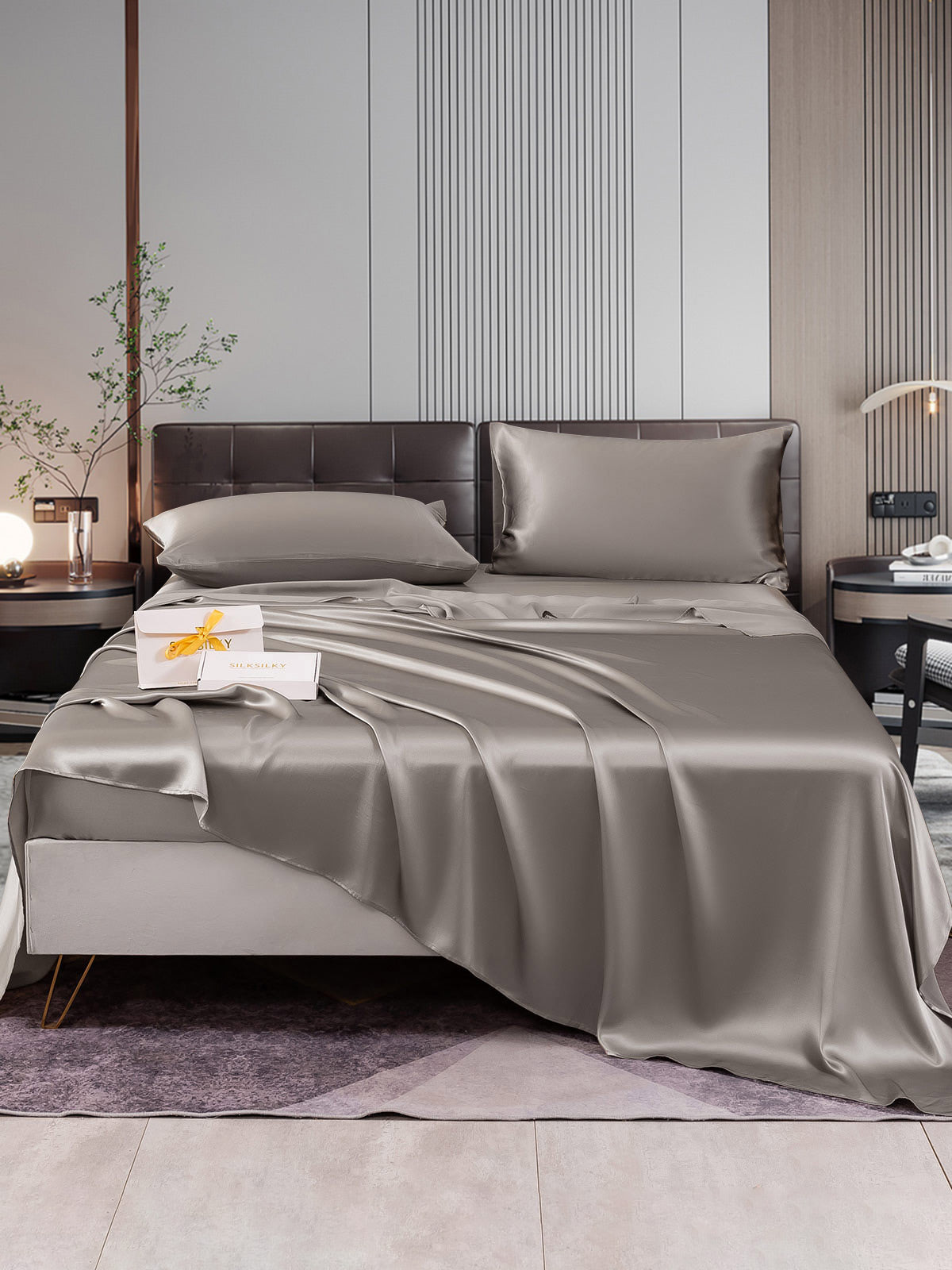 [Harmaa] SilkSilky-FI 22Momme Bedding Set 001