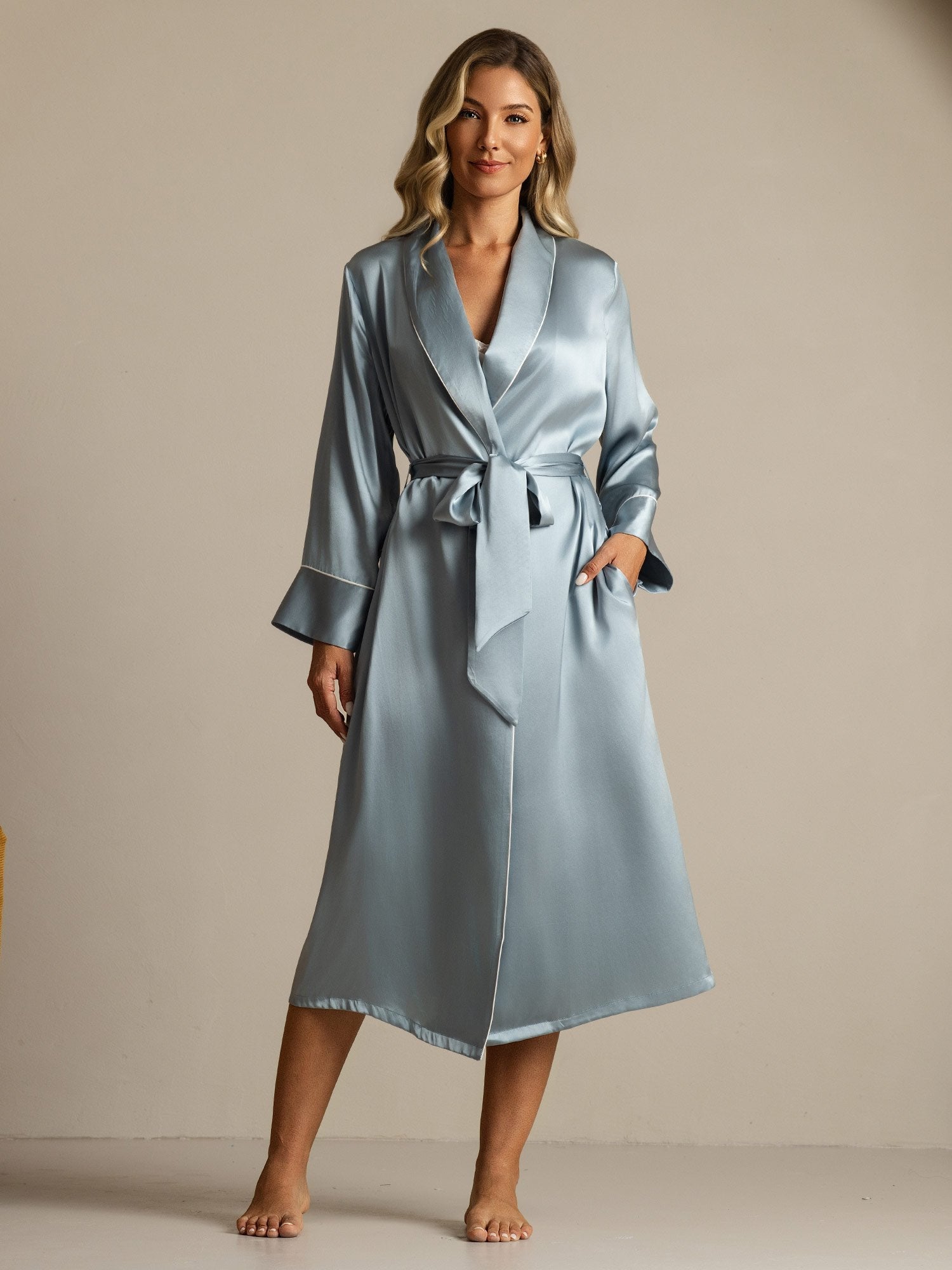 [Harmaansininen] SilkSilky-FI Womens Robe 003