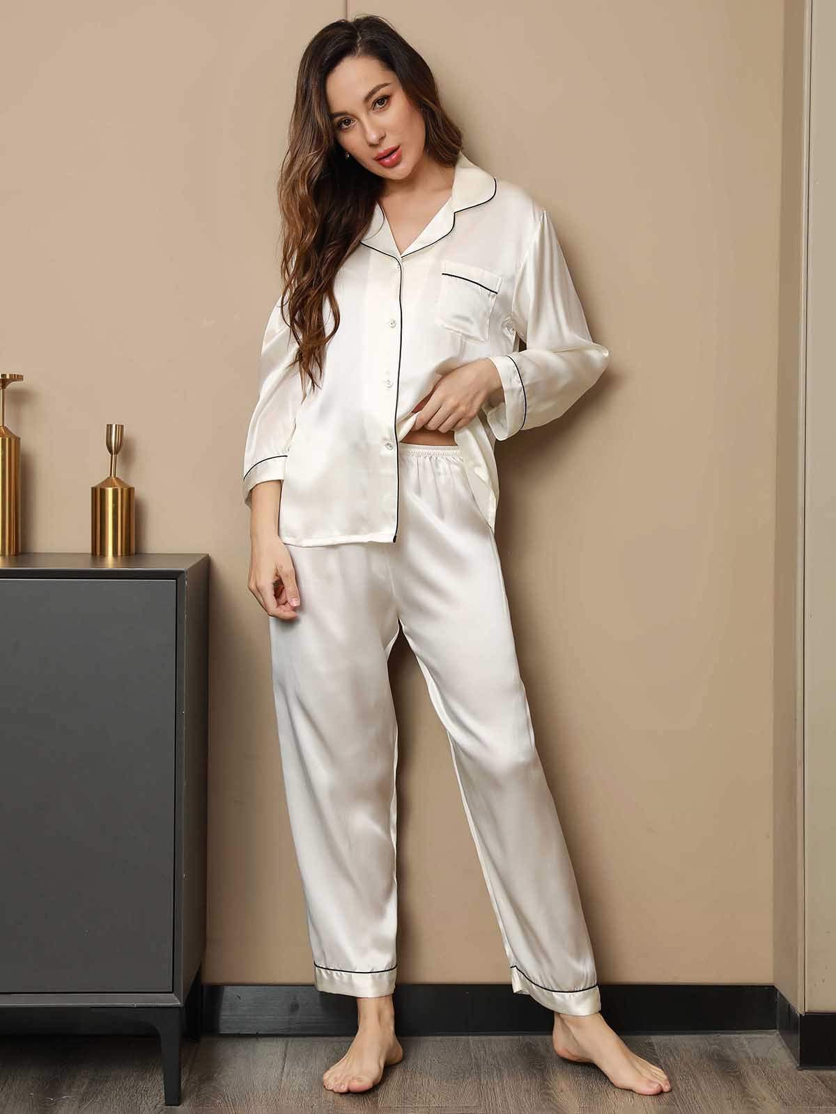 [Valkoinen] SilkSilky-FI Womens Pajamas 004