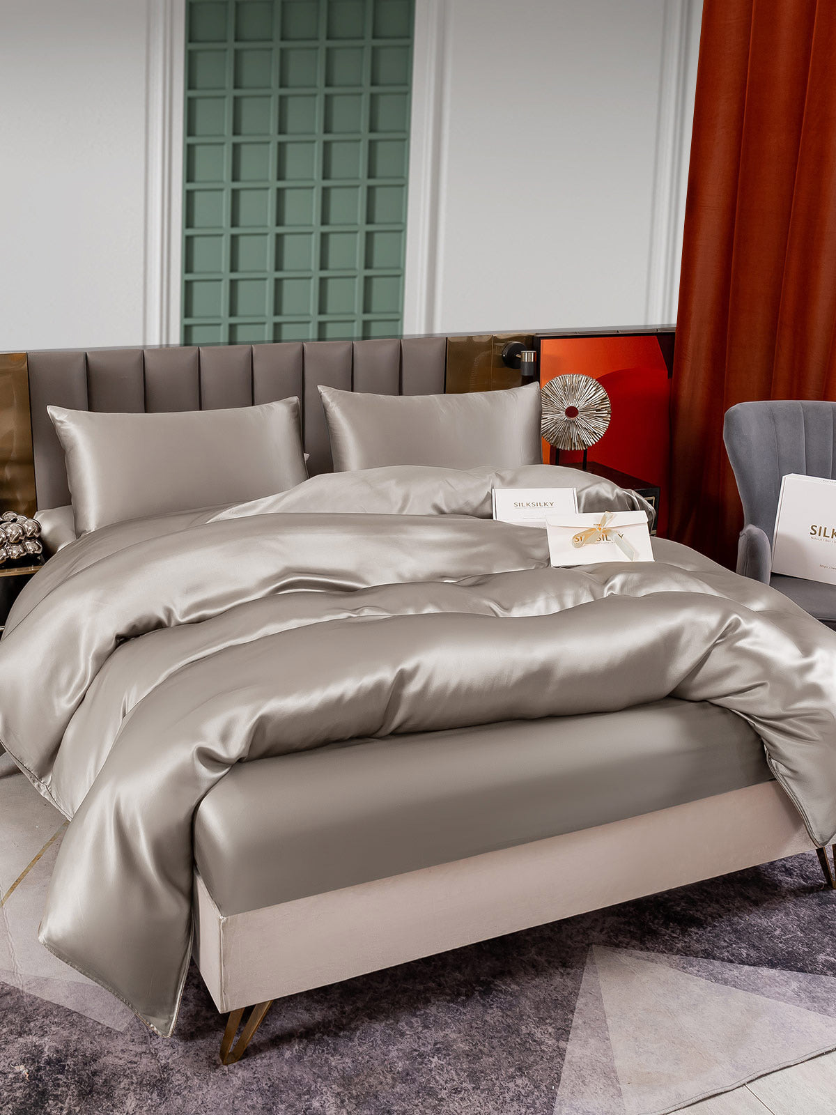 [Harmaa] SilkSilky-FI 25Momme Bedding Set 002