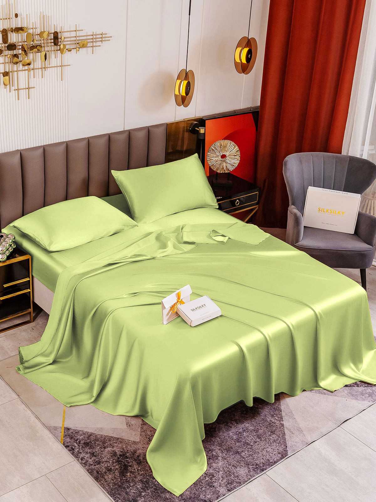 [Mintunvihreä] SilkSilky-FI 19Momme Bedding Set 001