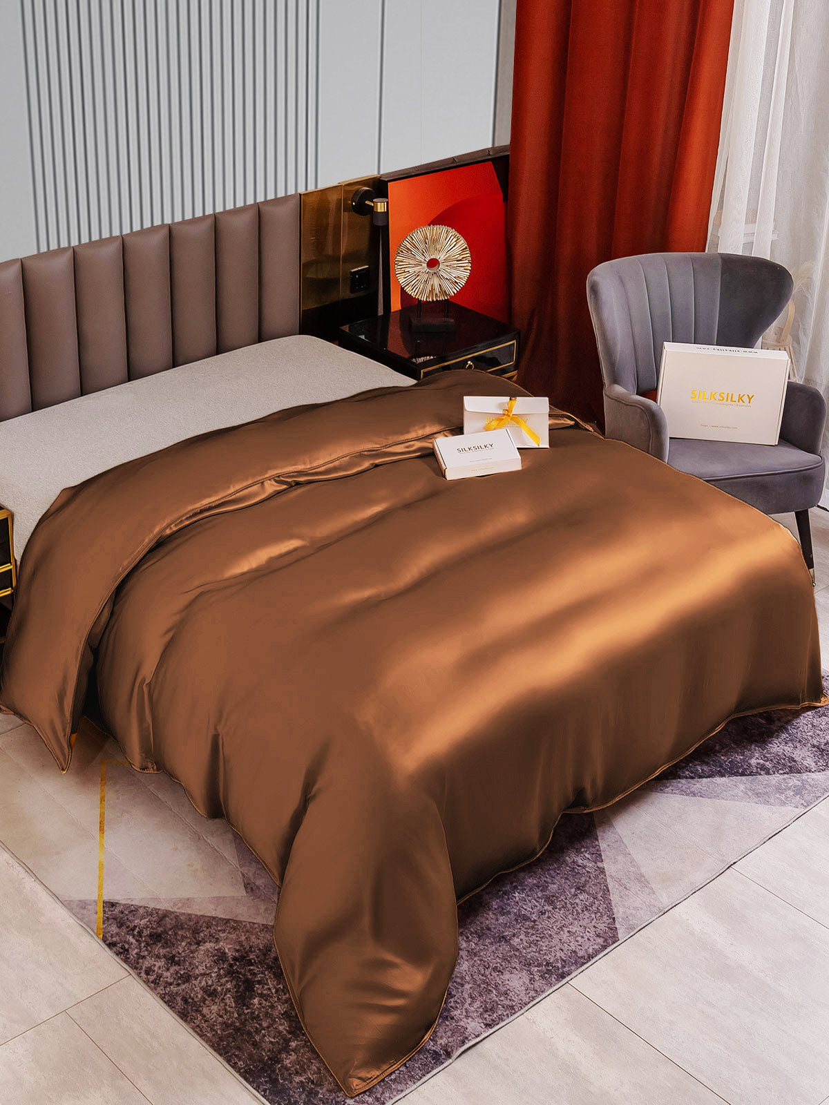[Kahvi] SilkSilky-FI 22Momme Duvet Cover 002