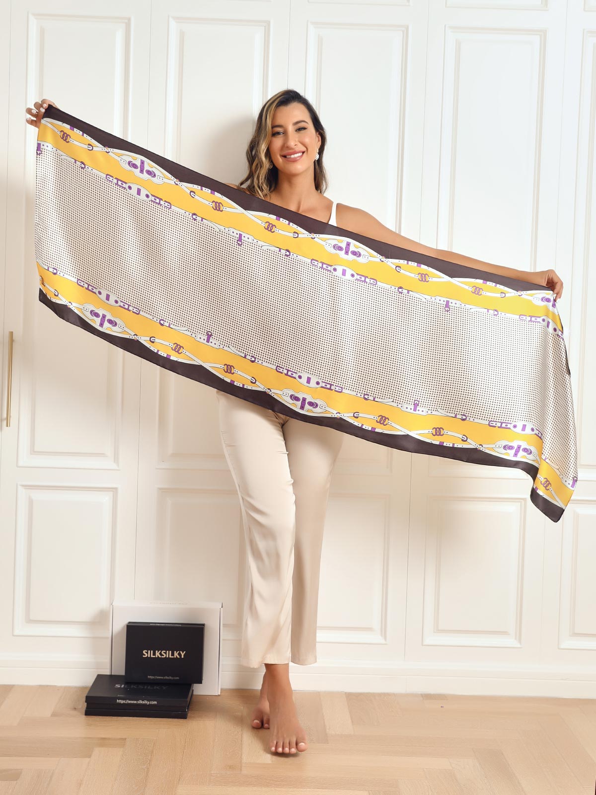 [P025] SilkSilky-FI Pure Silk Scarf 005