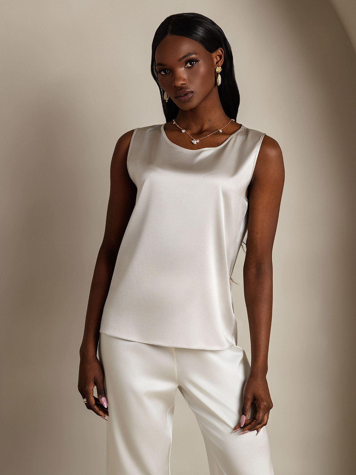 [Vaalean Harmaa] SilkSilky-FI 19Momme Camisoles 003
