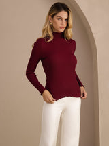 [Viini] SilkSilky-FI Long Sleeve Turtle Neck Naisten T-paita 003
